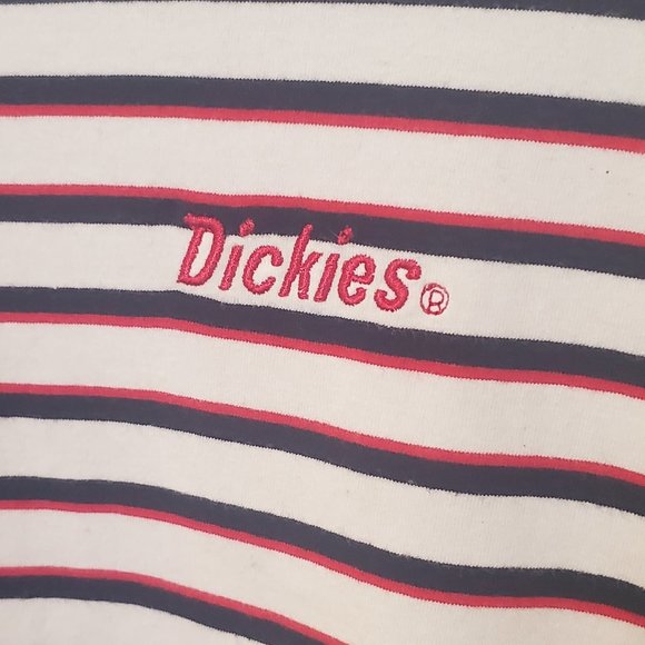 Dickies Women's Cropped Striped Tee Shirt Red, White, & Blue PLUS Size 1X - Picture 5 of 13